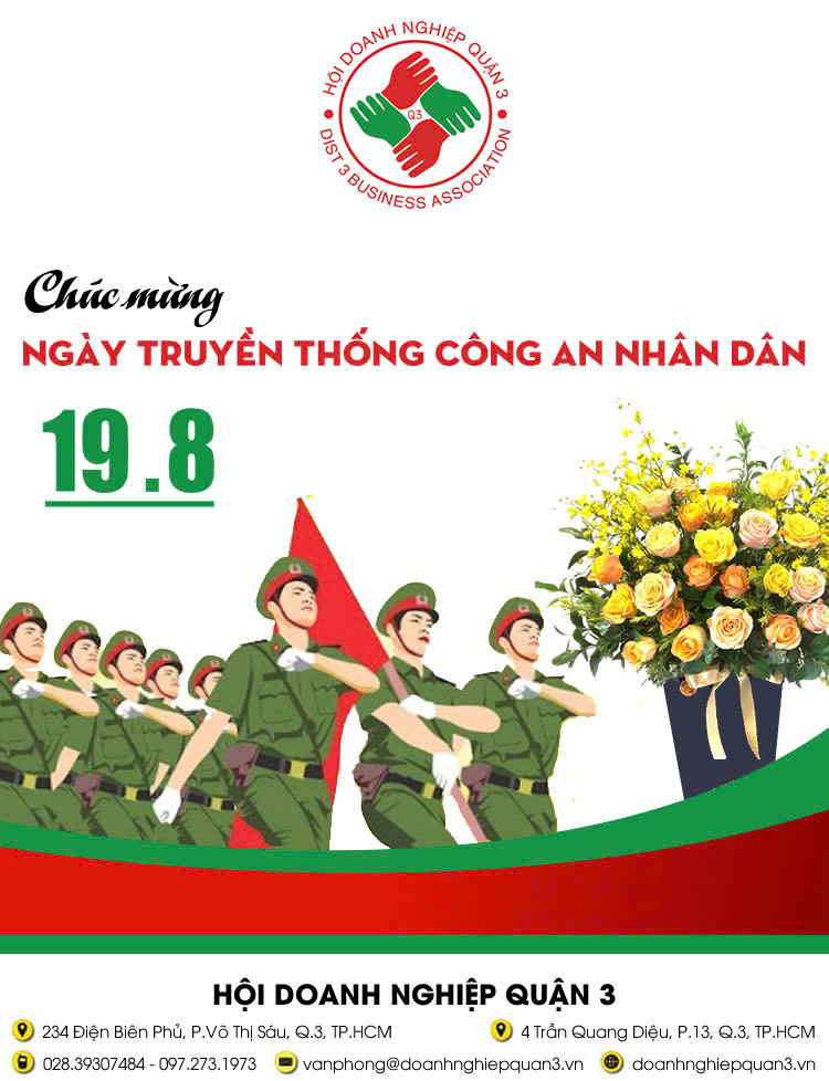 HỘI DOANH NGHIỆP QUẬN 3 KỶ NIỆM 79 NĂM NGÀY TRUYỀN THỐNG CÔNG AN NHÂN DÂN VIỆT NAM (19/8/1945 - 19/8/2024)